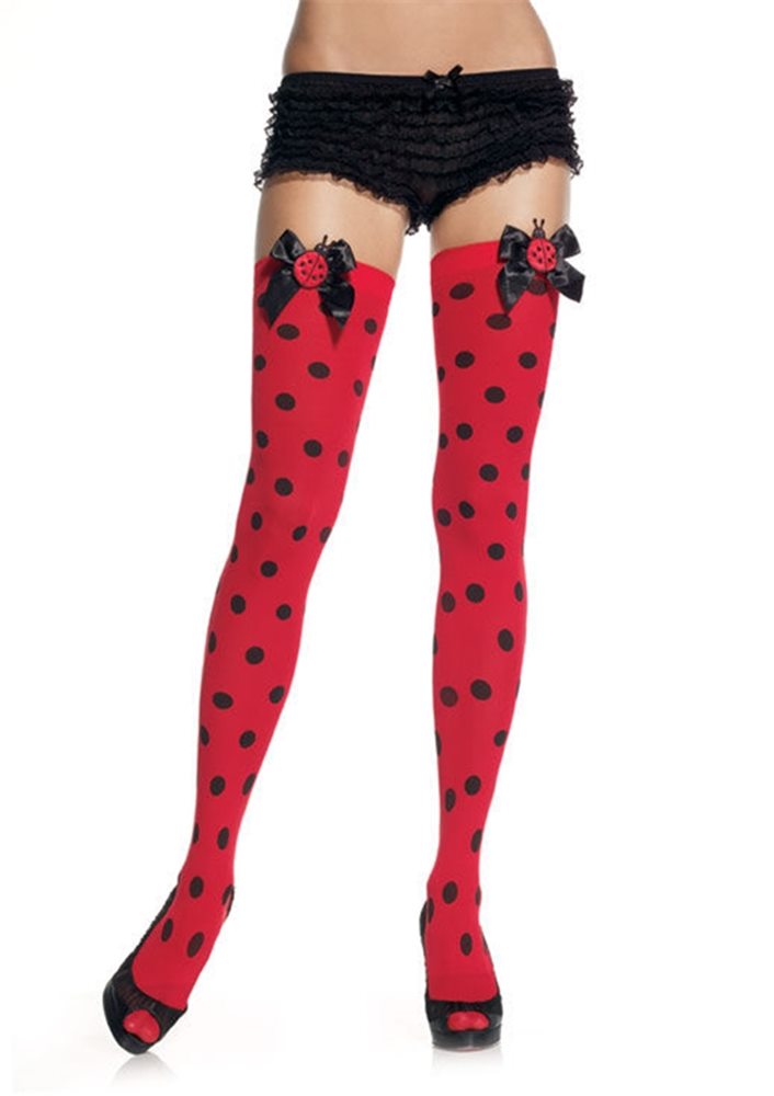 Picture of Polka Dot Thigh Highs with Lady Bugs