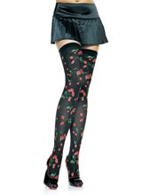 Picture of Black & Red Cherries Thigh Highs