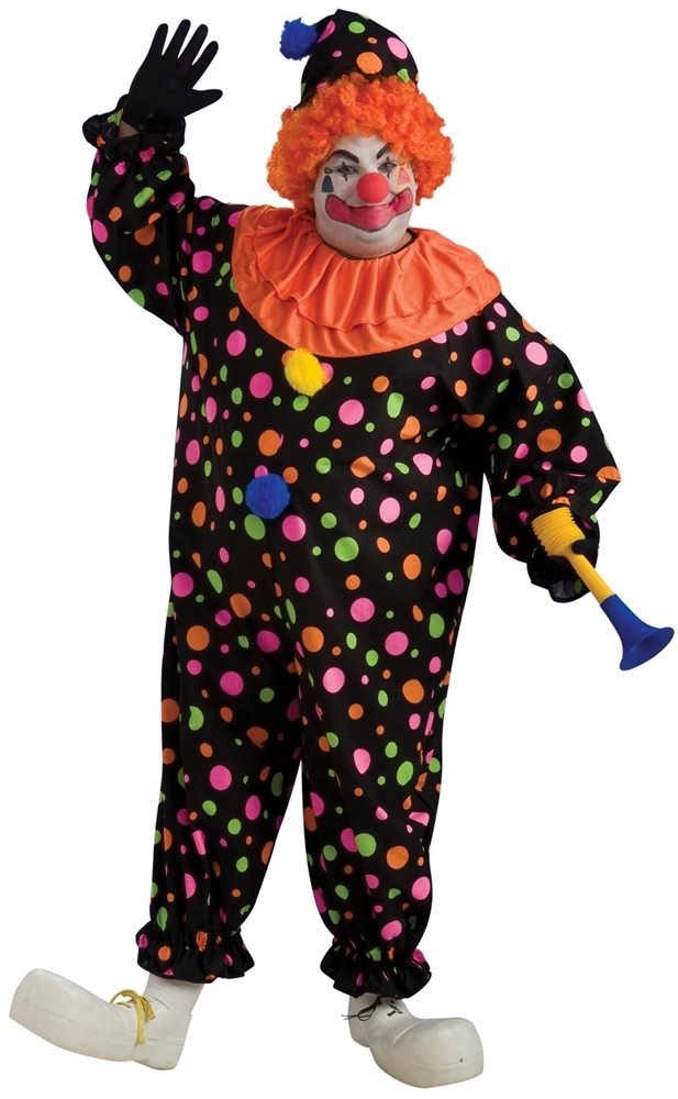 Picture of Black Polka Dots Clown Adult Mens Plus Size Costume
