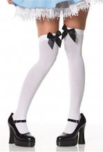 Picture of White Thigh Highs with Black Bow