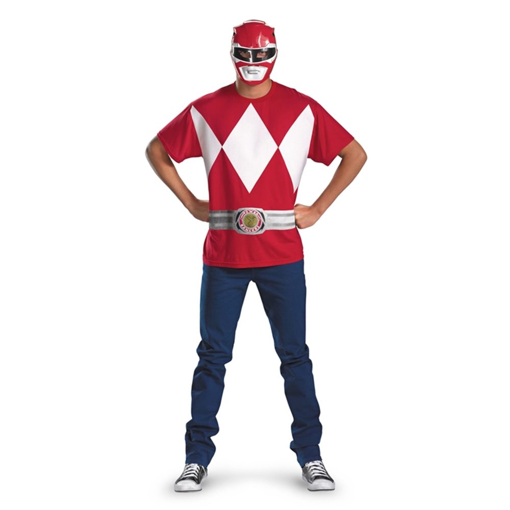 Picture of Red Ranger T-Shirt With Mask Adult Costume