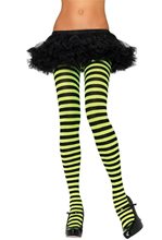 Picture of Black and Lime Striped Tights