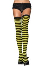 Picture of Black and Yellow Striped Thigh High Tights