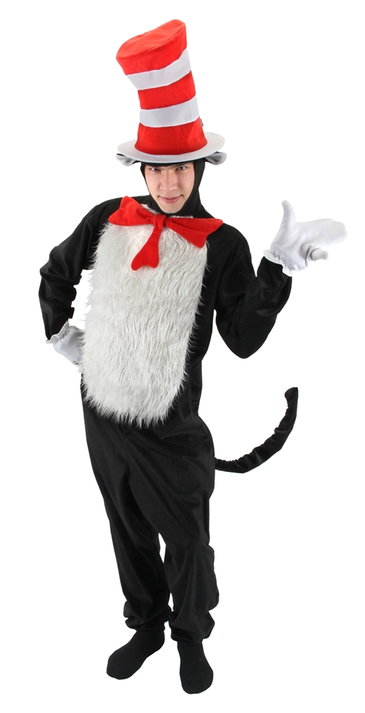 Dr.seuss the cat in the hat mascot costume black cat fancy dress adult size 
