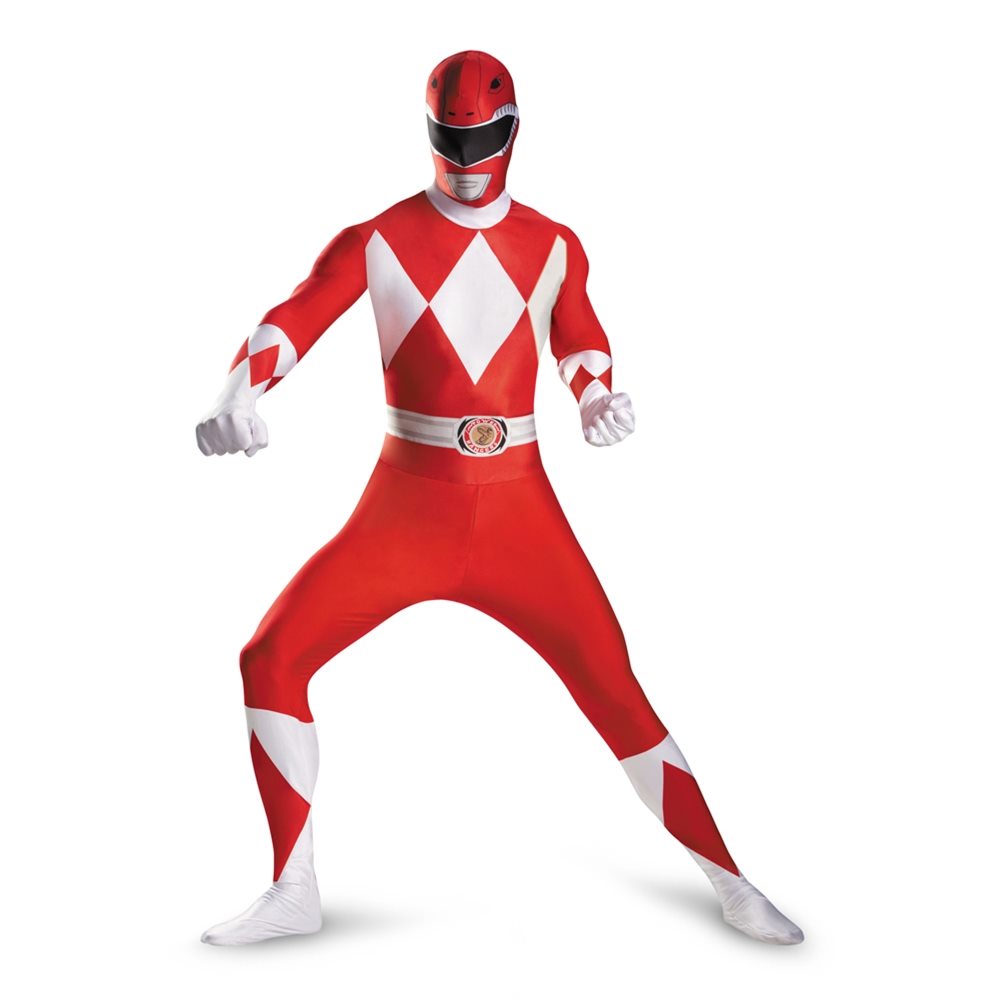 Picture of Red Power Ranger Deluxe Adult Mens Bodysuit