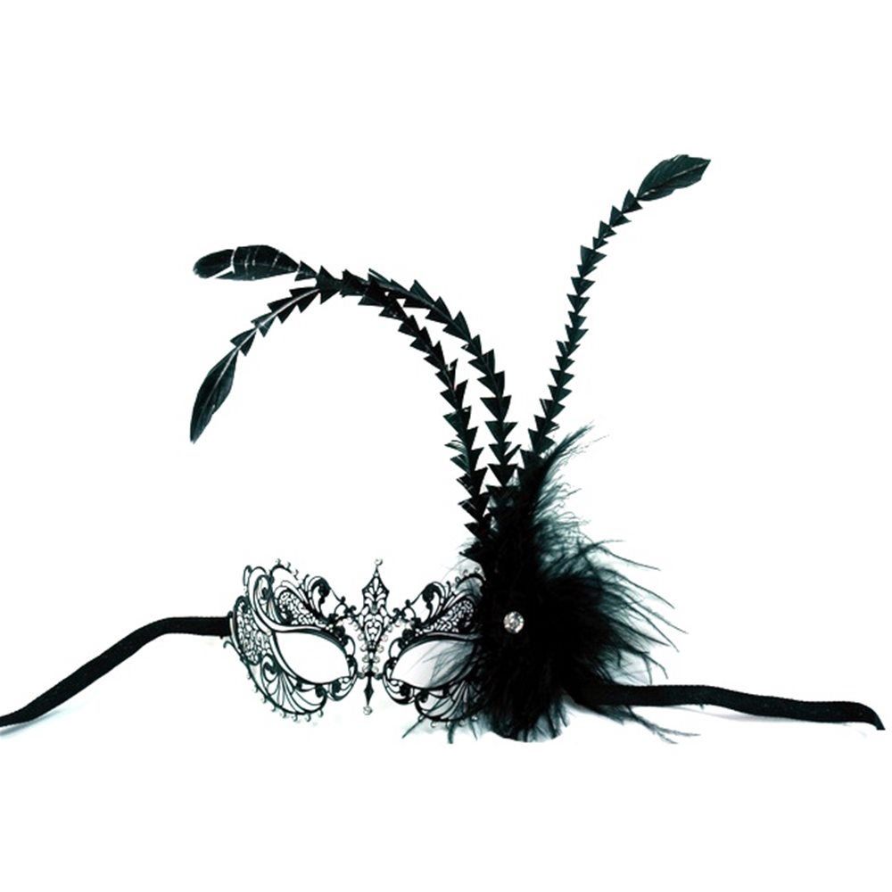 Picture of Metal Venetian Feathers Black Mask