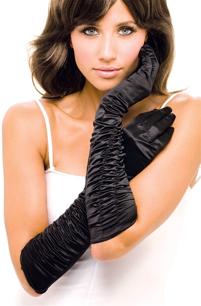 Picture of Black Ruffle Adult Womens Gloves