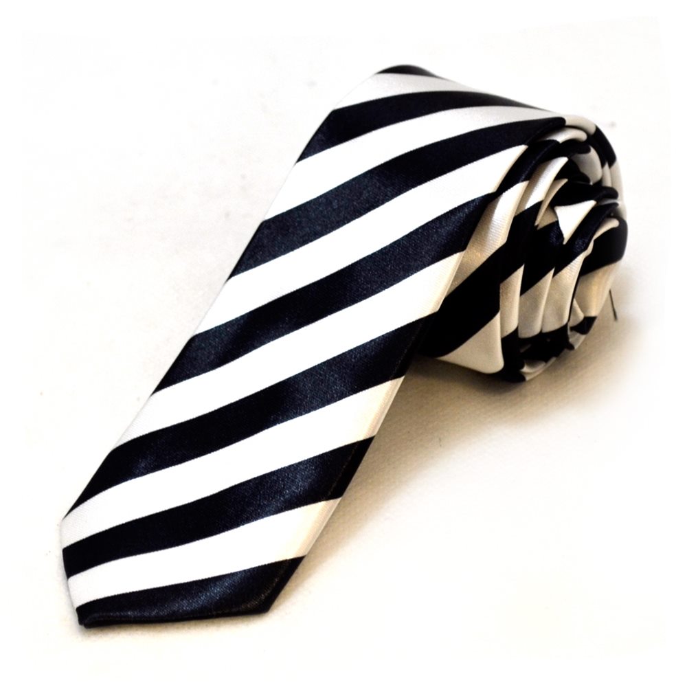 Picture of Black and White Striped Tie