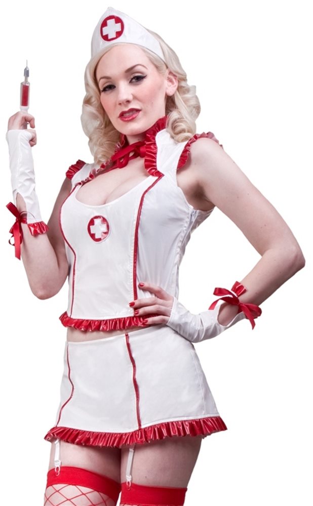 Picture of Night Nurse Sexy White & Red Adult Womens Costume