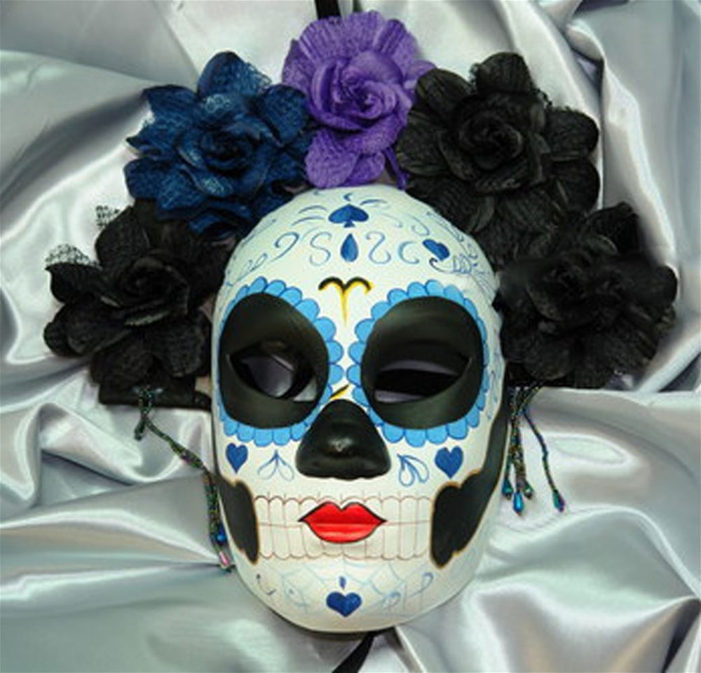 Picture of Day of the Dead Blue & Purple Mask