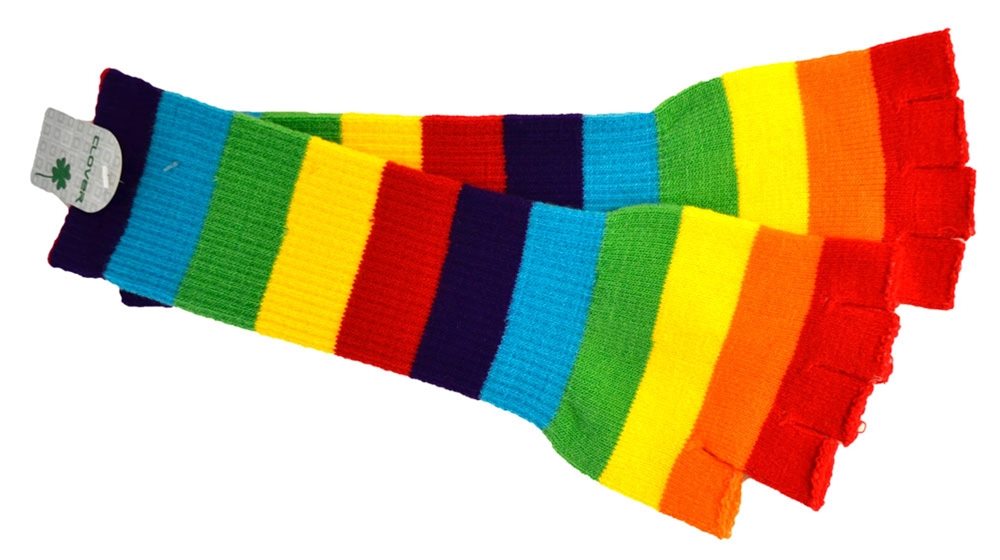 Picture of Striped Rainbow Fingerless Gloves