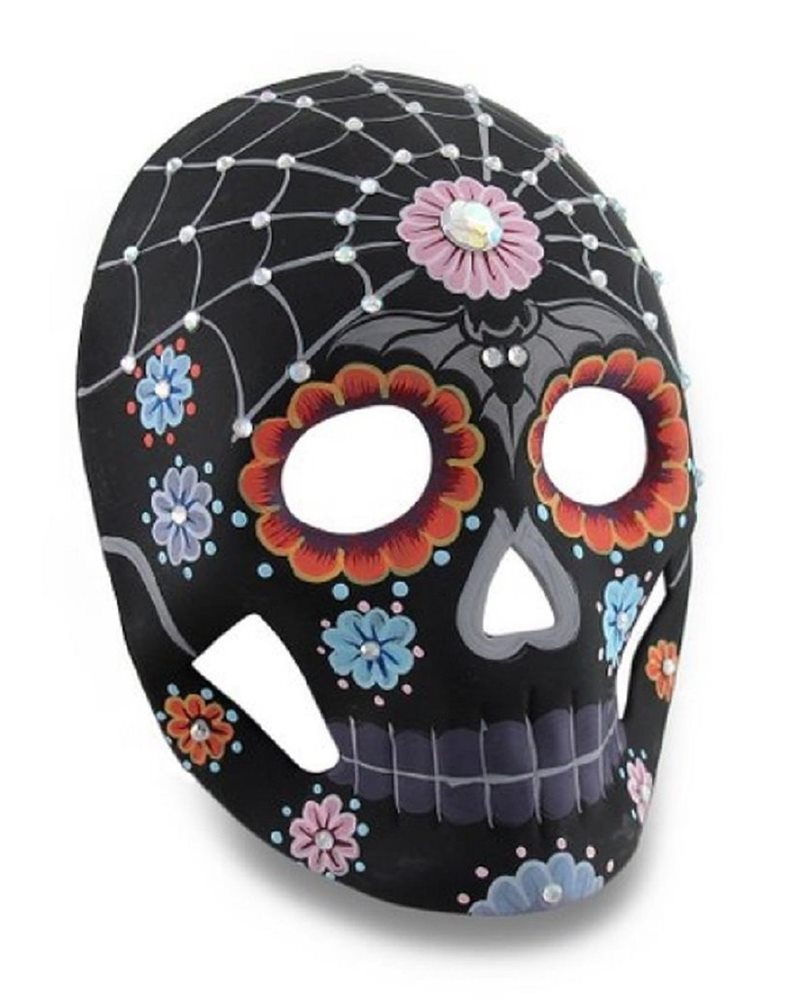 Picture of Black Day of the Dead Mask with Stones