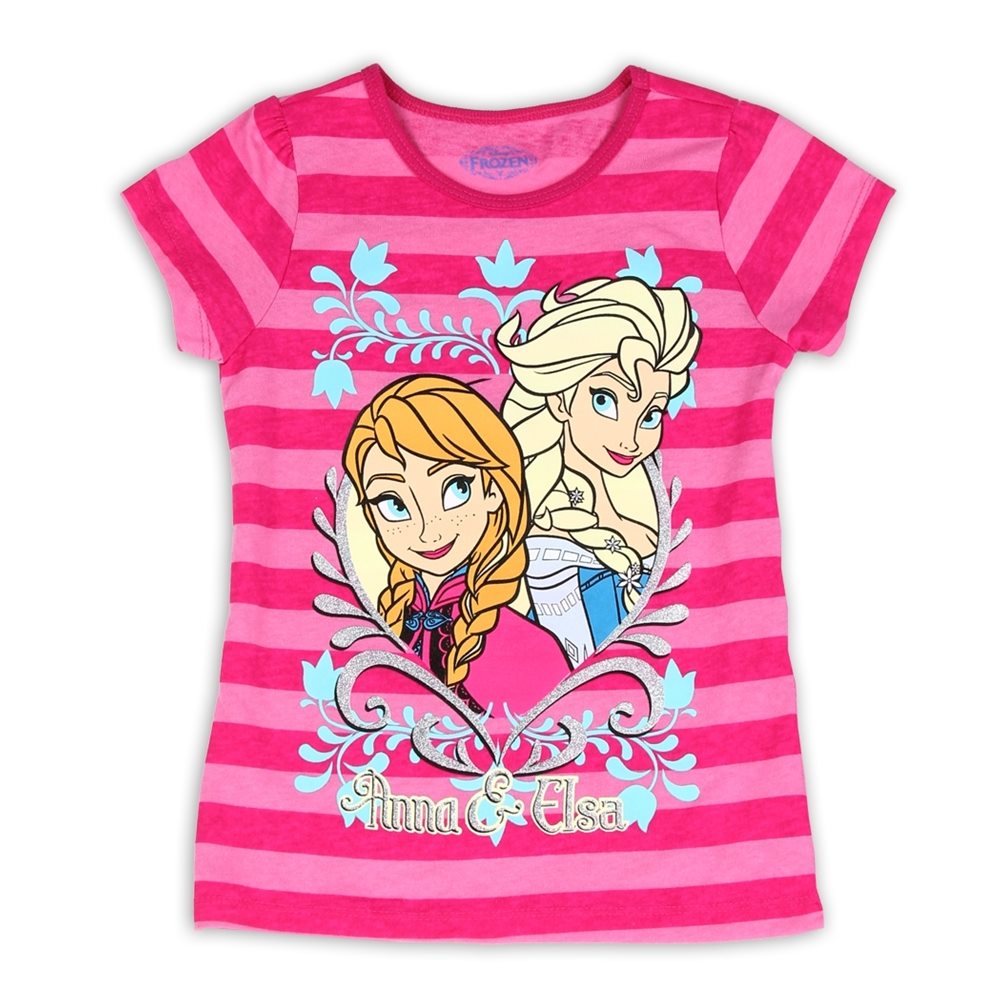 Picture of Disney Frozen Anna & Elsa Striped Pink Child T-Shirt
