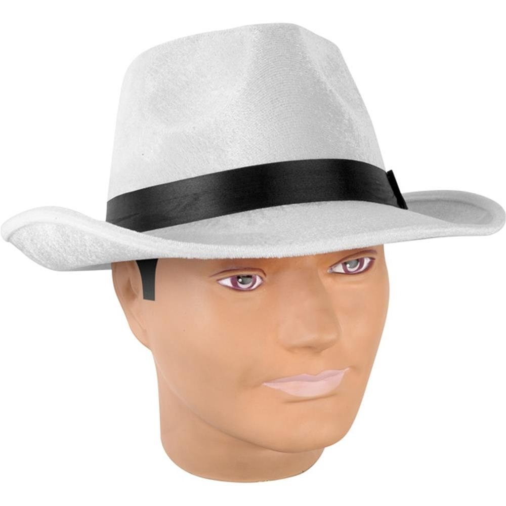 Picture of Velvet White Gangster Fedora with Black Band