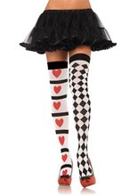 Picture of Harlequin & Heart Thigh Highs