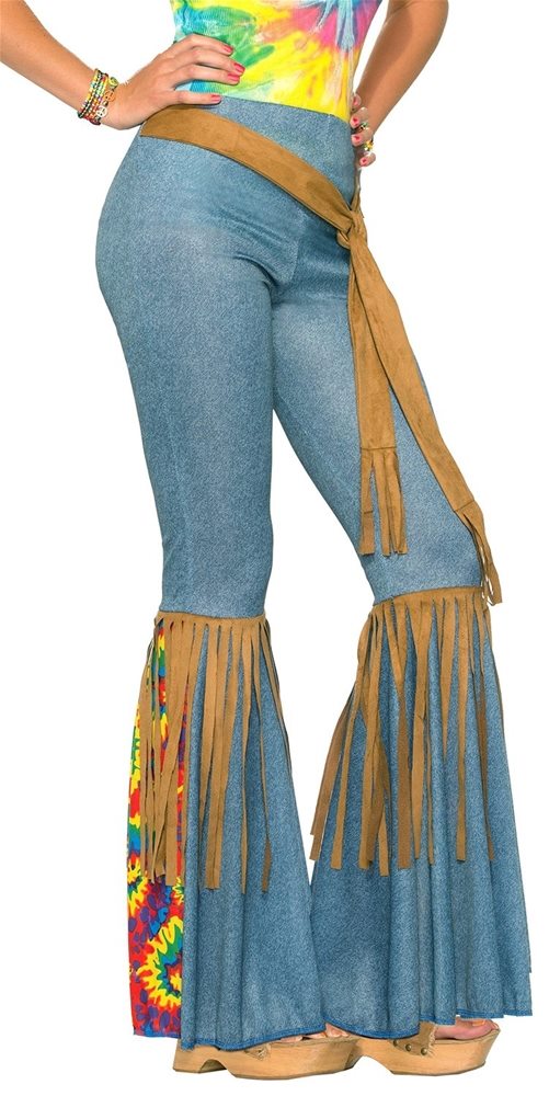 Picture of Hippie Bell Bottom Adult Womens Pants With Belt