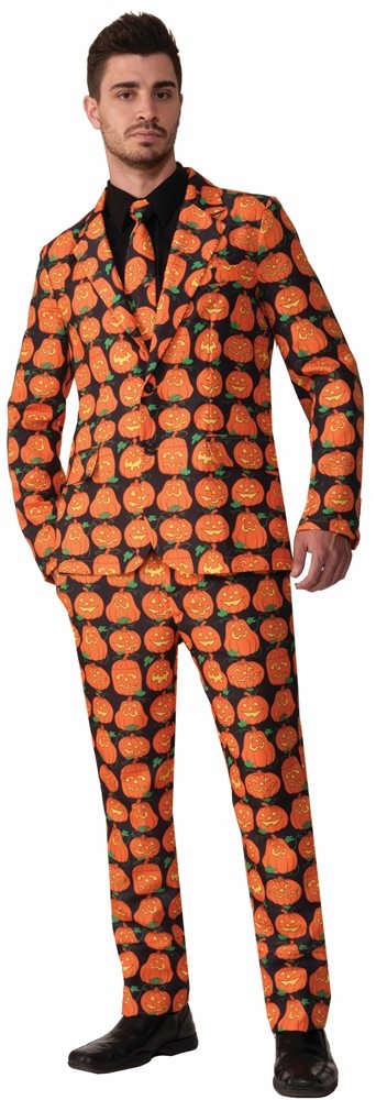 Picture of Orange Pumpkin Adult Mens Suit & Tie