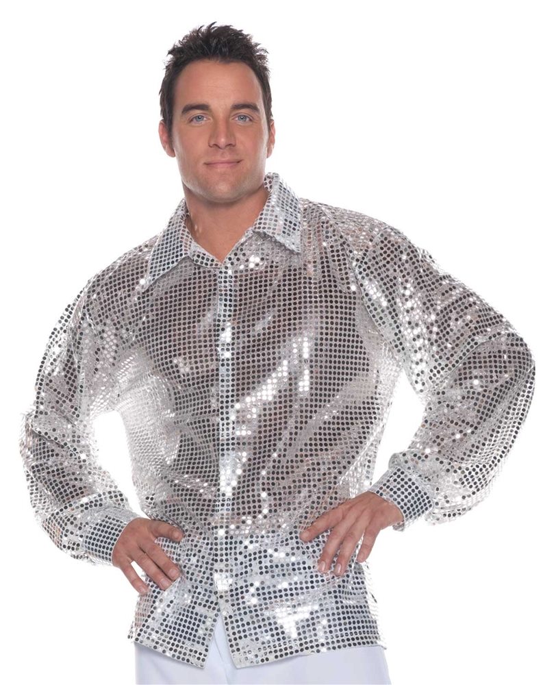 Picture of Silver Sequin Disco Adult Mens Shirt