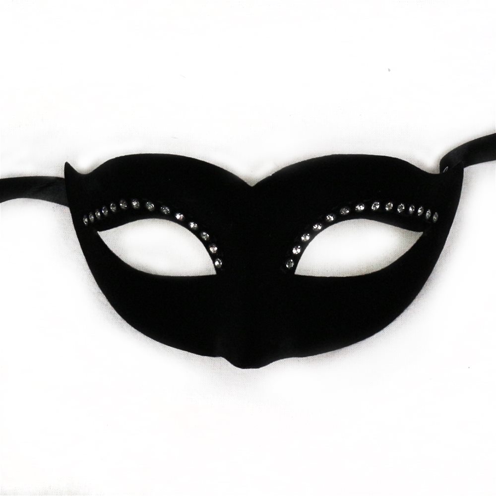 Picture of Black Burlesque Masquerade Mask with Rhinestones
