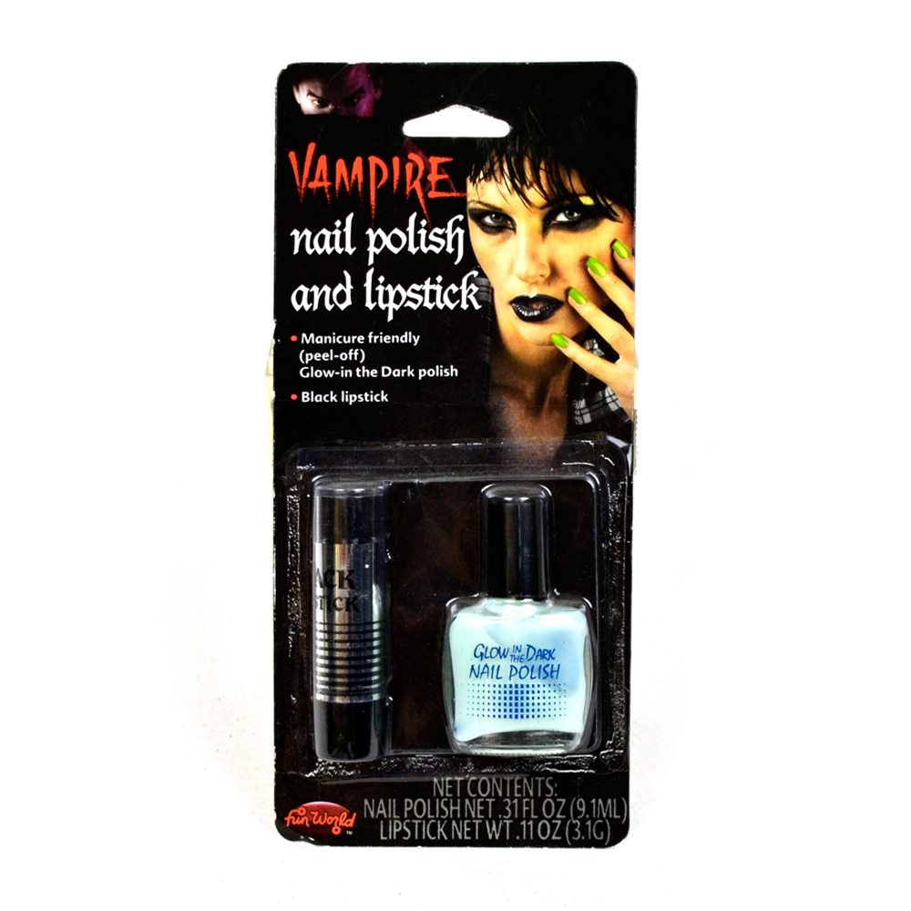 Picture of Vampire Black Glow in the Dark Nail Polish & Lipstick