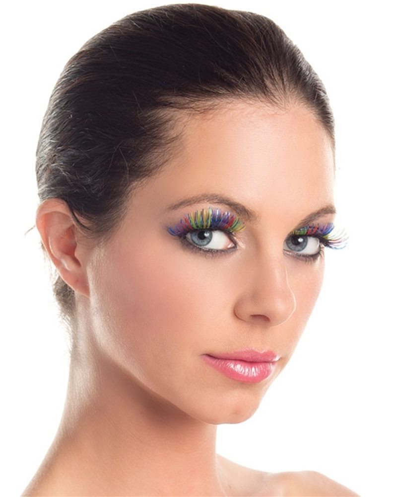Picture of Rainbow Eyelashes with Blue Tinsel