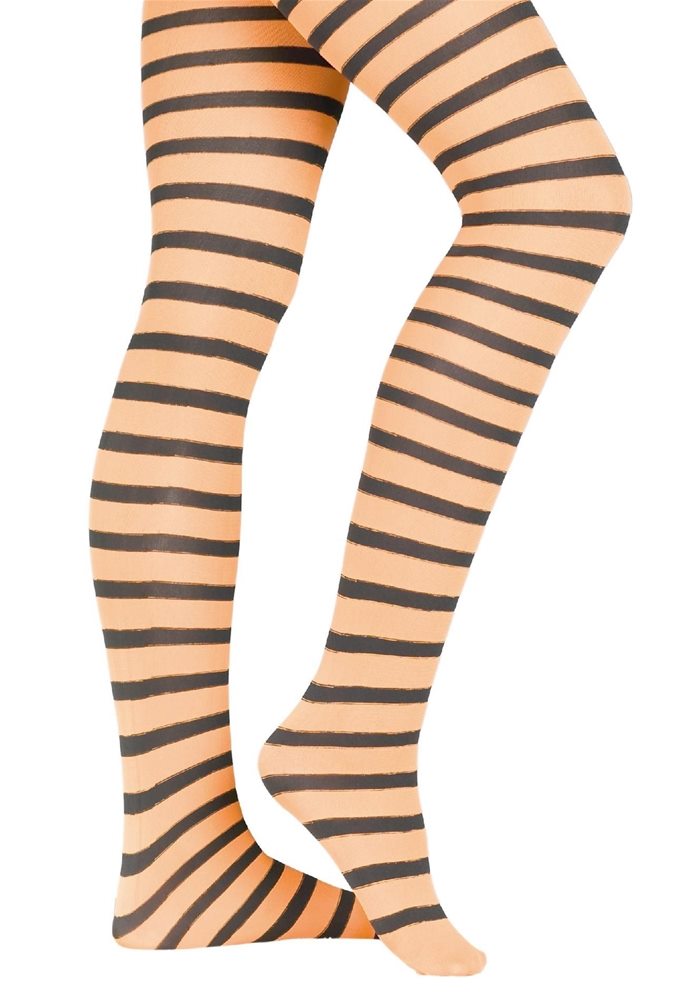 Picture of Orange & Black Striped Pantyhose