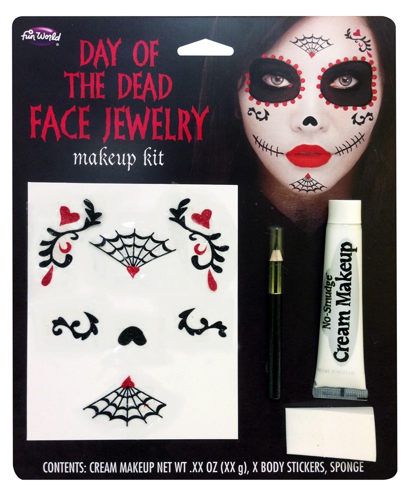 Picture of Day of the Dead Face Jewelry Makeup Kit