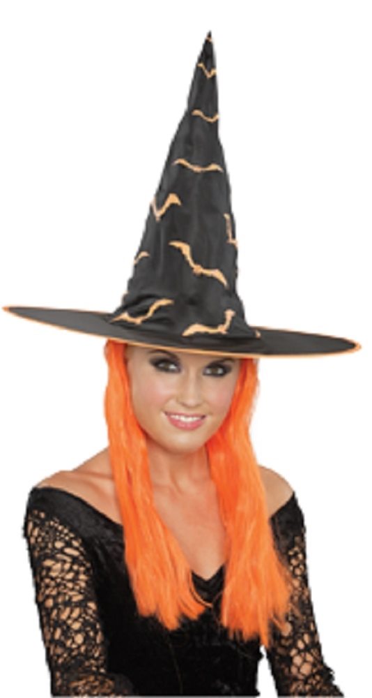 Picture of Neon Print Witch Hat with Hair (More Colors)