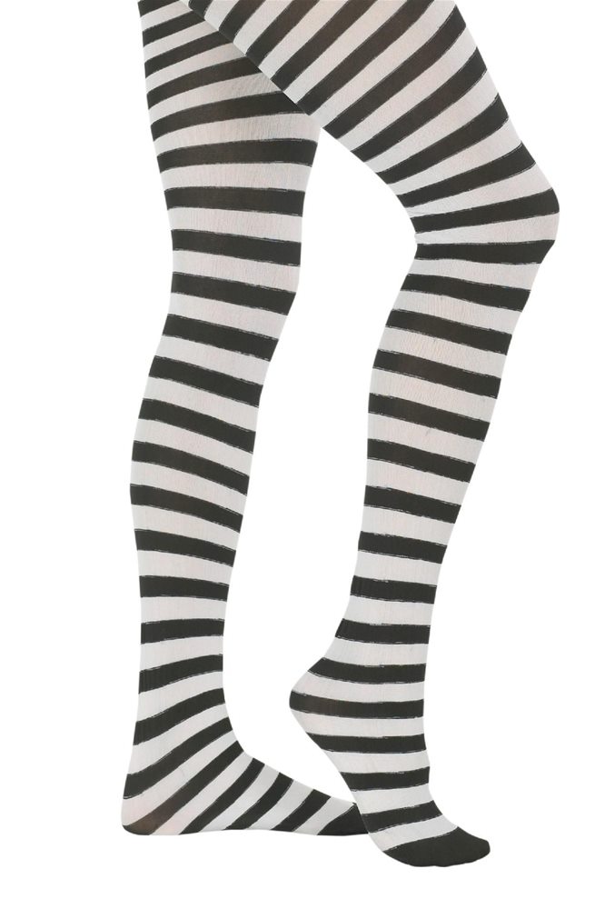 Picture of Black & White Striped Pantyhose