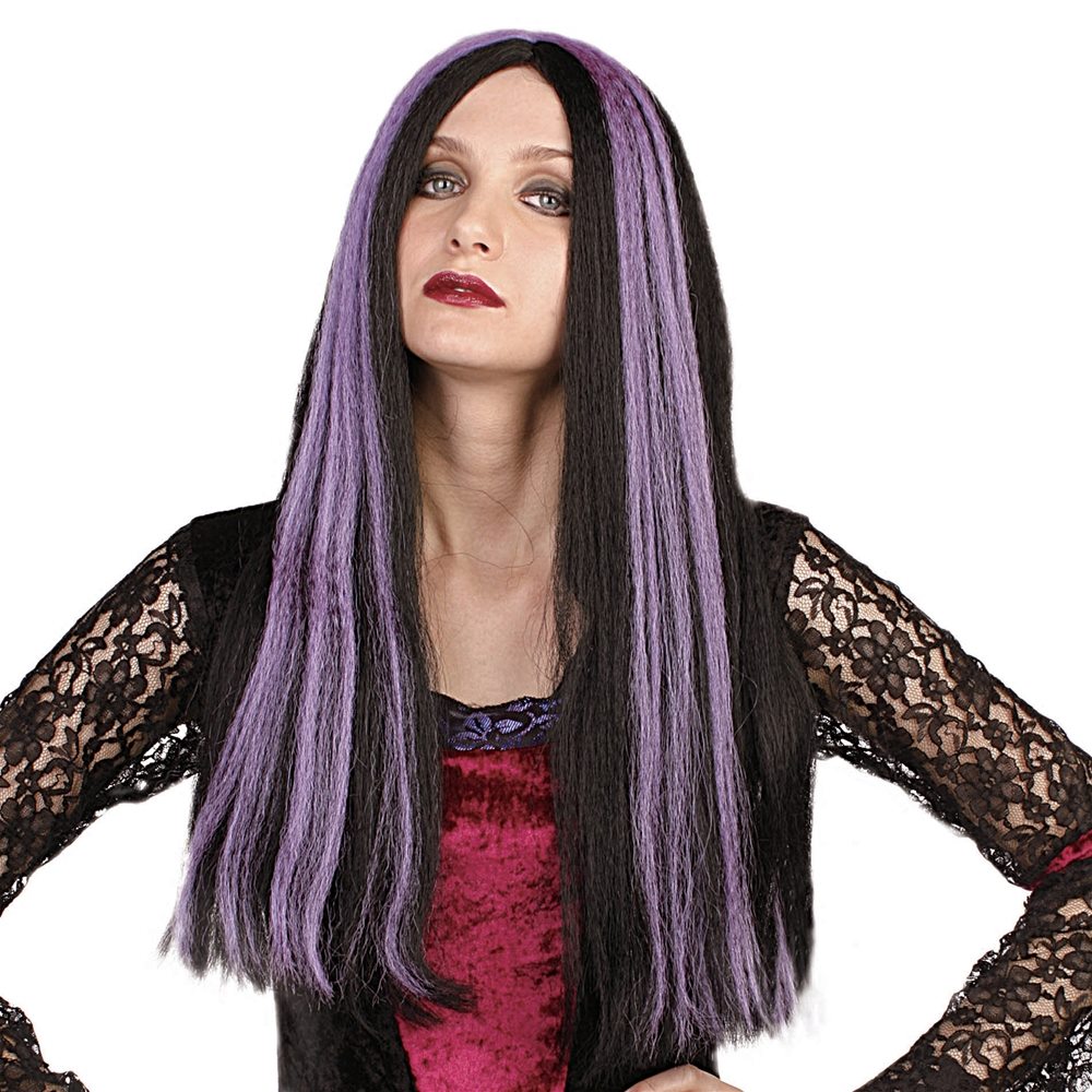 Picture of Purple Streaked Black Witch Wig
