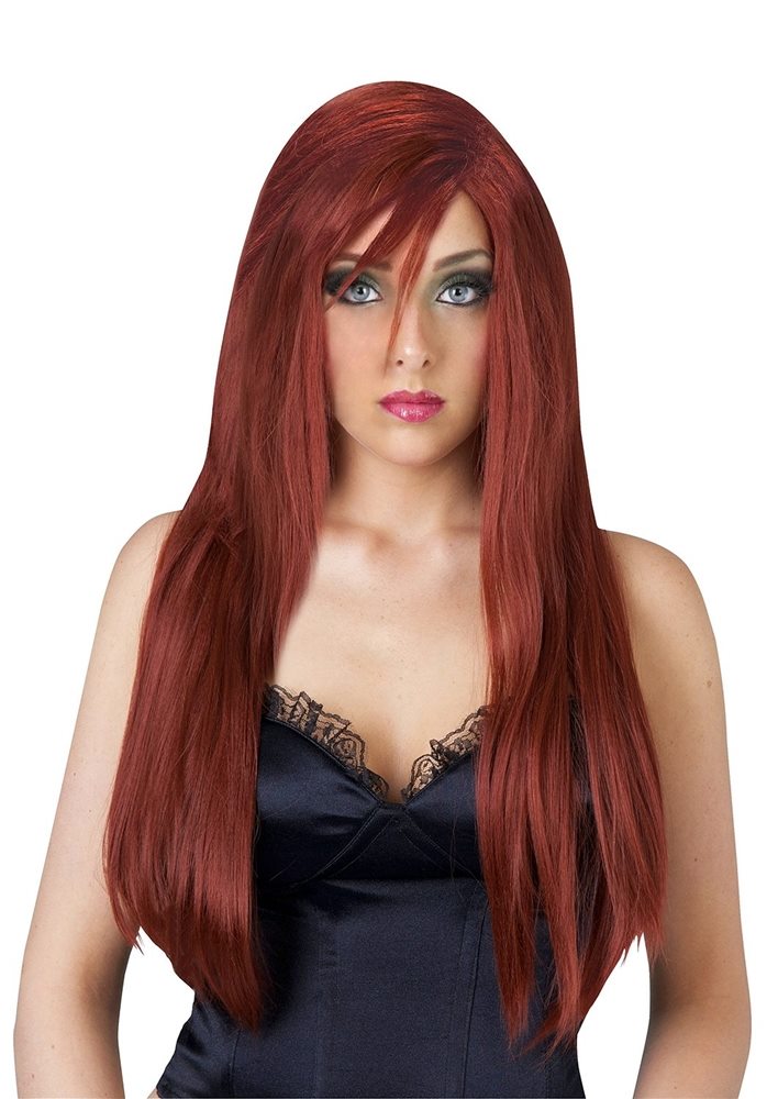 Picture of Red Silky Deluxe Wig