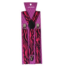 Picture of 80s Black & Pink Zebra Print Suspenders