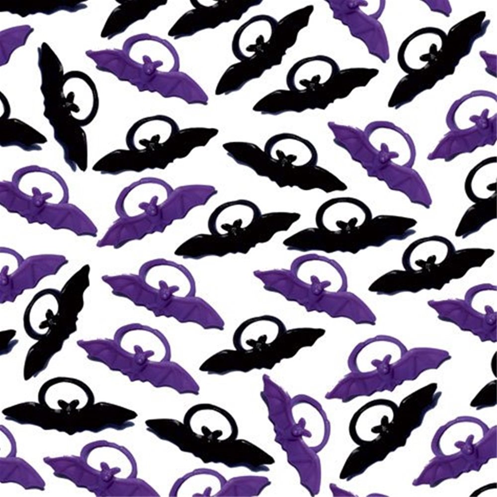 Picture of Black & Purple Bat Rings Party Favors 30ct
