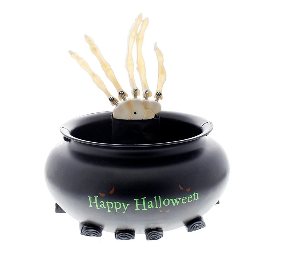 Picture of Animated Skeleton Hand in Cauldron Candy Bowl
