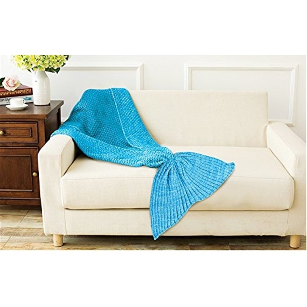 Picture of Teal Mermaid Fin Knitted Adult Blanket