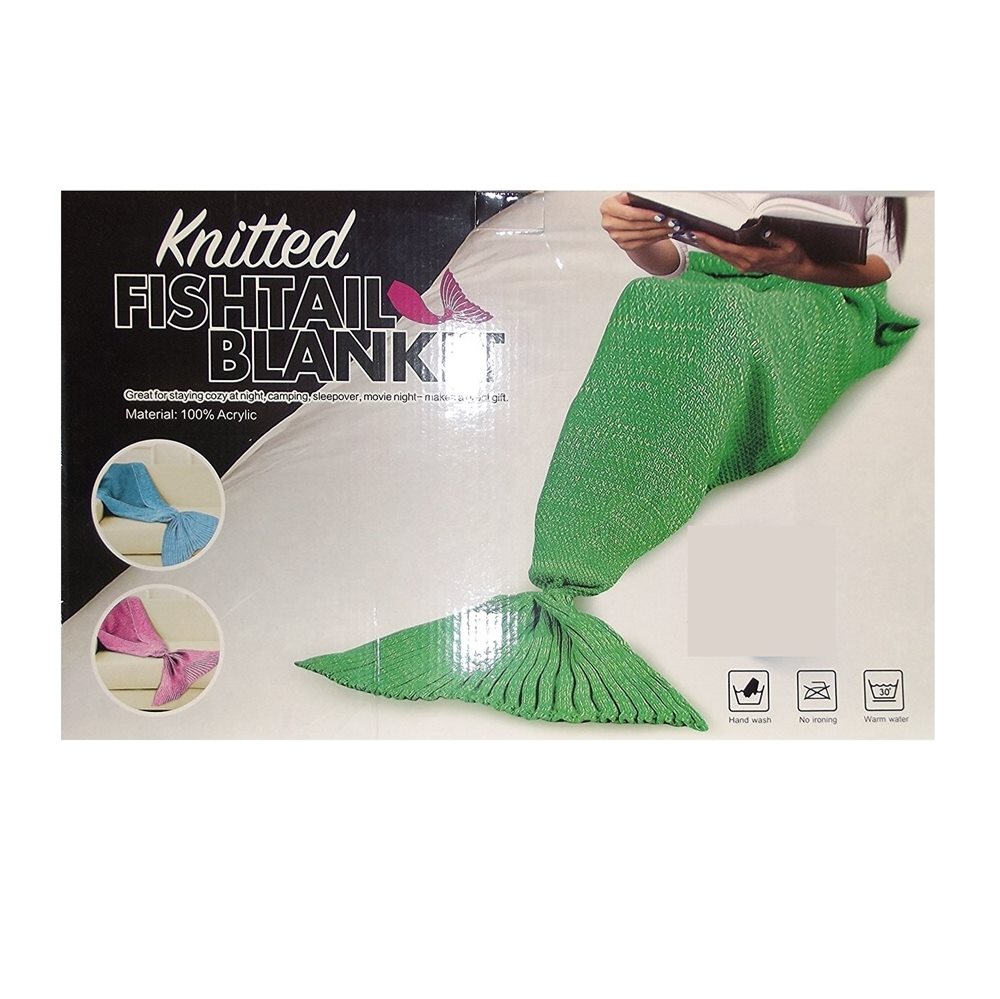 Picture of Green Mermaid Fin Knitted Adult Blanket
