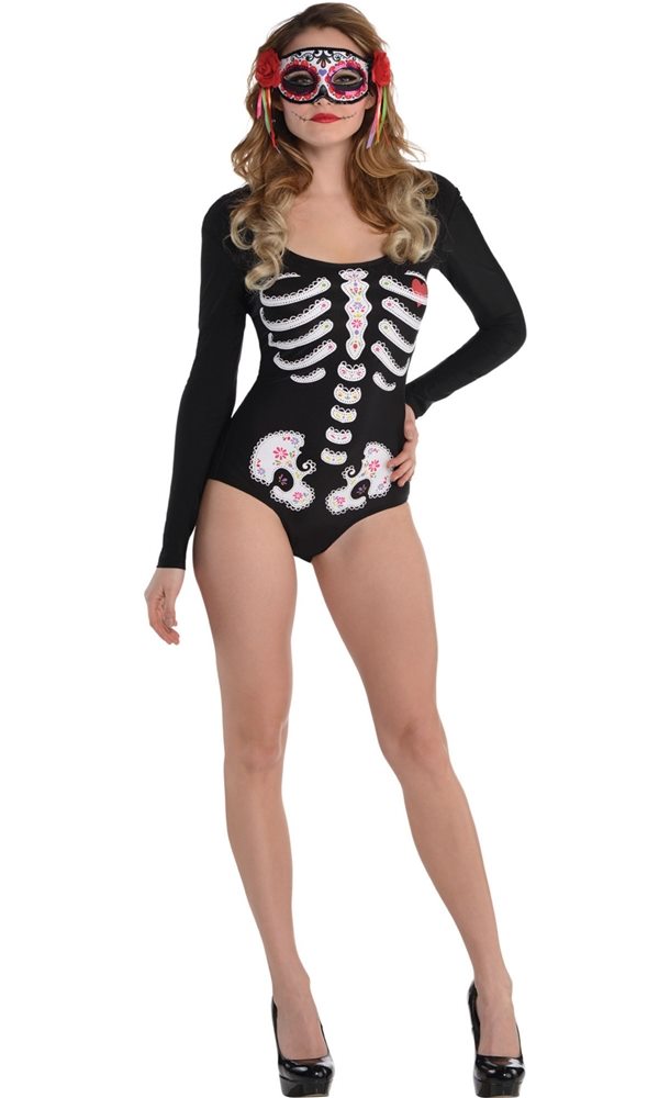 Picture of Day of the Dead Bodysuit Adult Womens Costume
