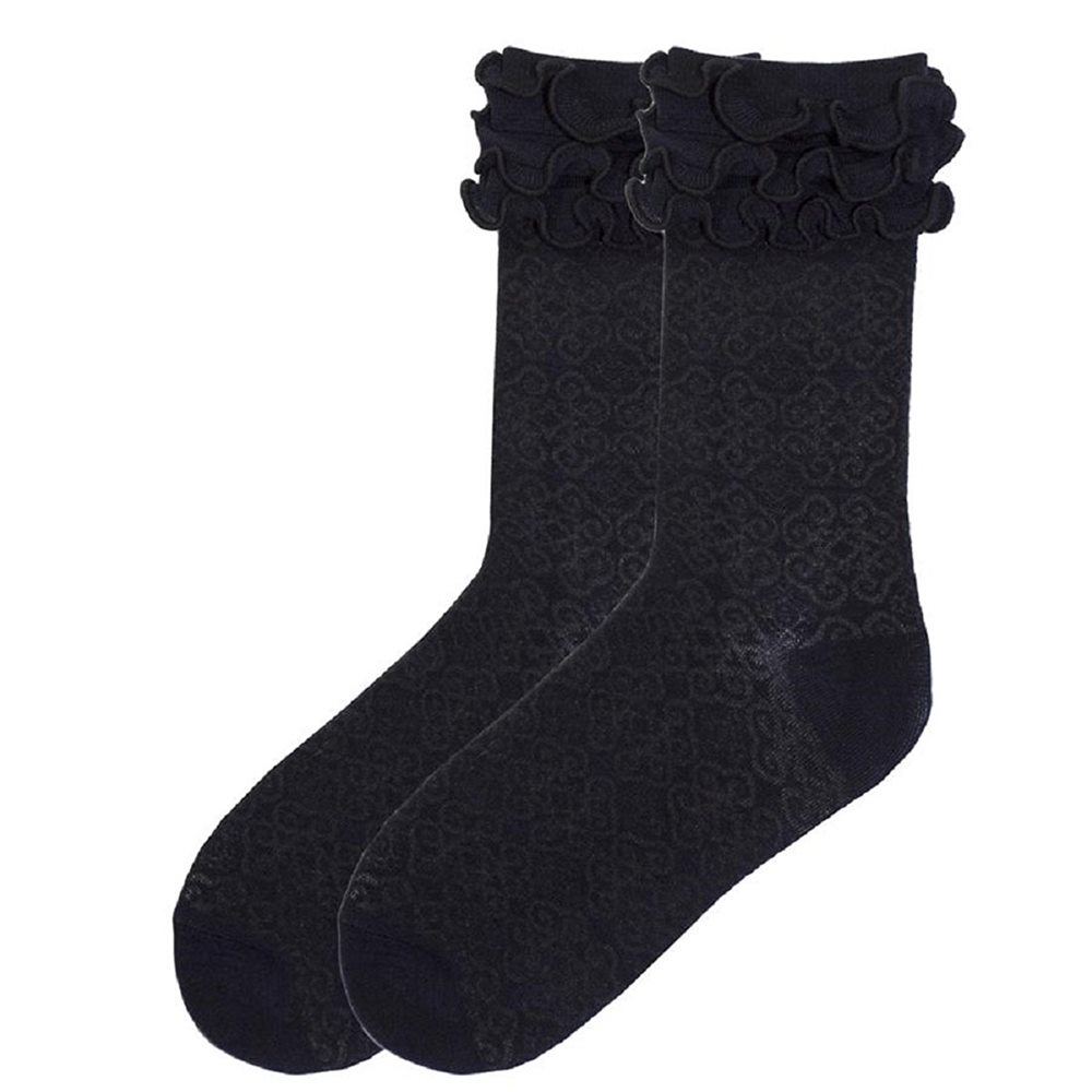 Picture of Byzantine Brocade Black Ruffle Socks