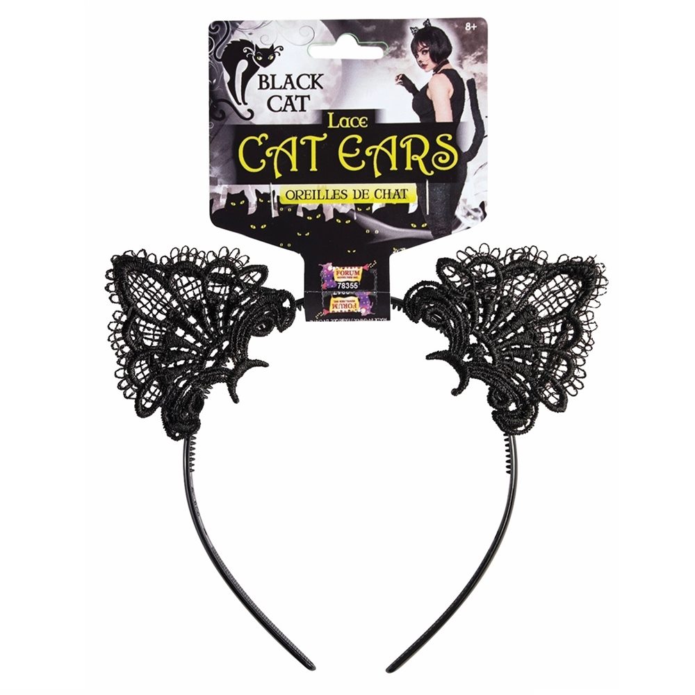 Picture of Black Lace Cat Ears Headband
