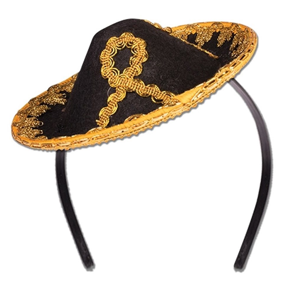 Picture of Black & Gold Mini Sombrero Headband