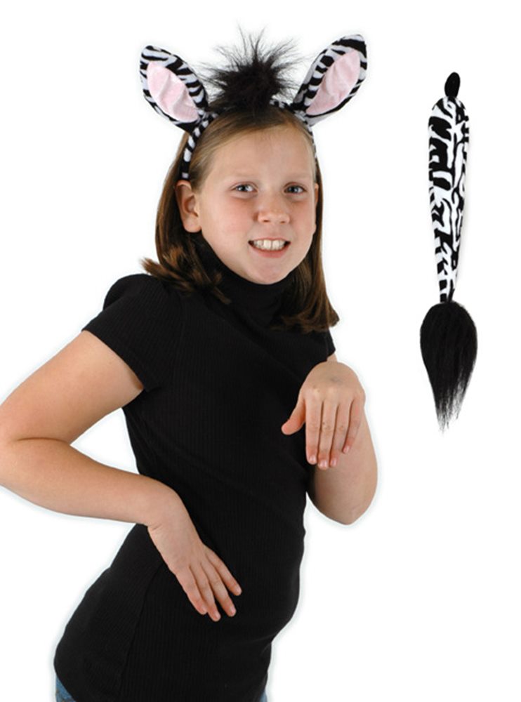 Halloweeen Club Costume Superstore. Zebra Ears and Tail Set