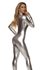 Picture of Metallic Mock Neck Zipfront Catsuit Adult Womens Costume