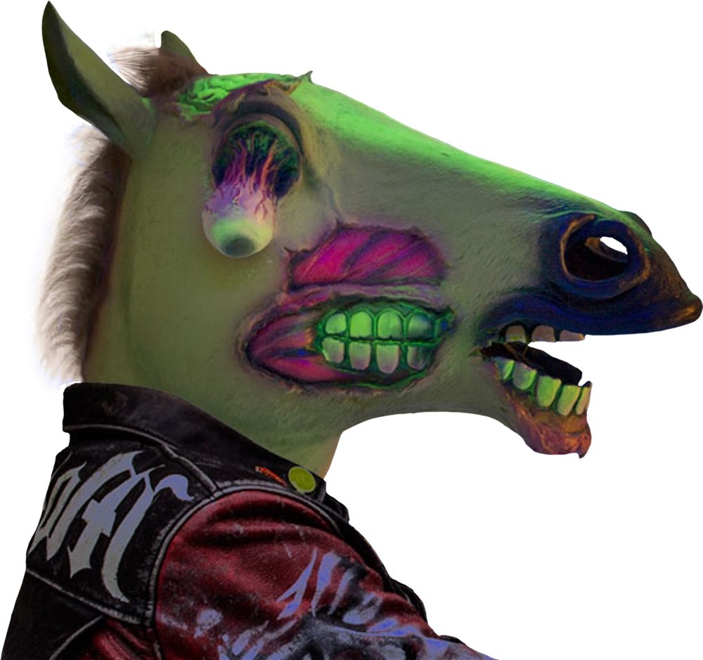 Halloweeen Club Costume Superstore. Zombie Horse Head Mask