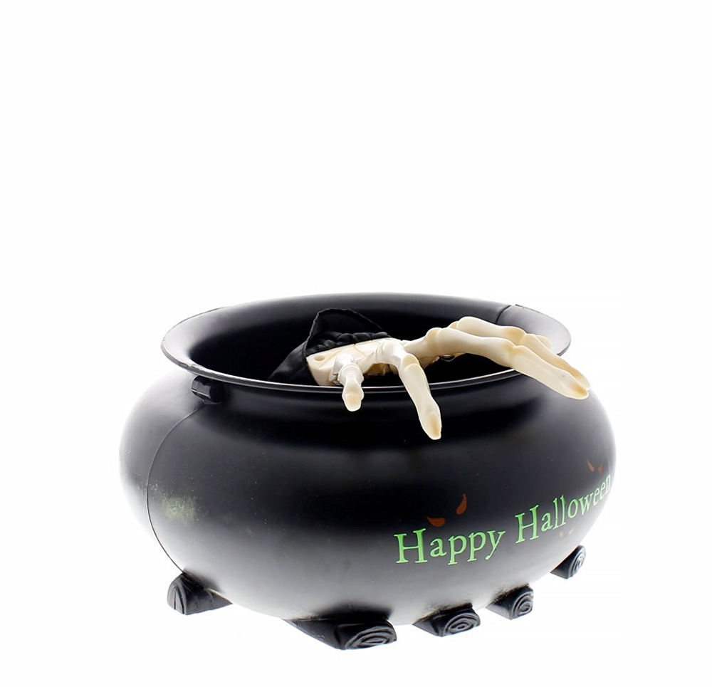 Halloweeen Club Costume Superstore. Animated Skeleton Hand in Cauldron