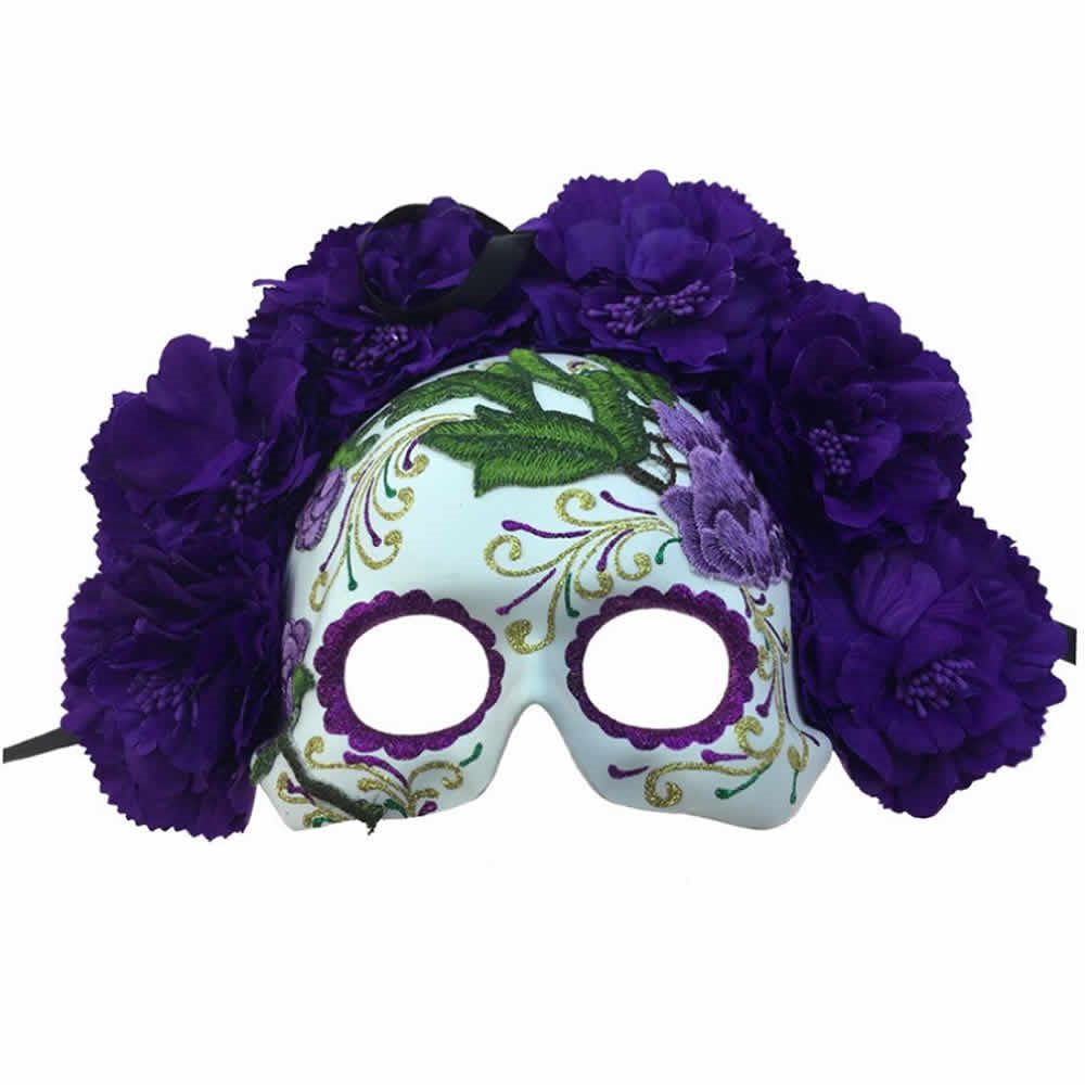 Picture of Purple Day of the Dead Embroidered Half Mask