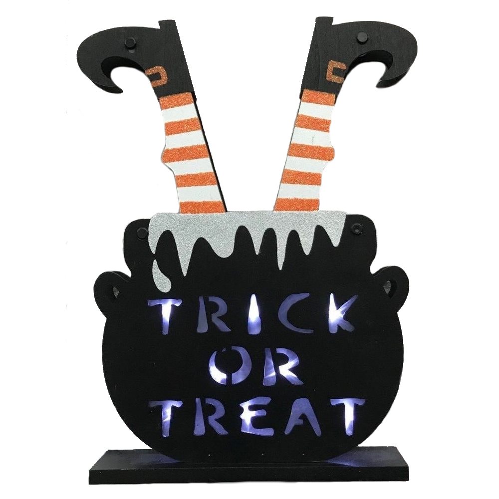 Picture of Light-Up Witch in Cauldron Sign