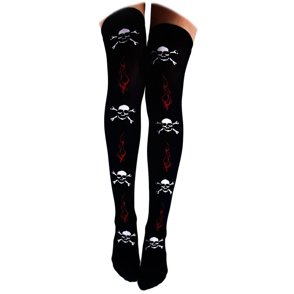 Picture of Skull & Flames Thigh Highs