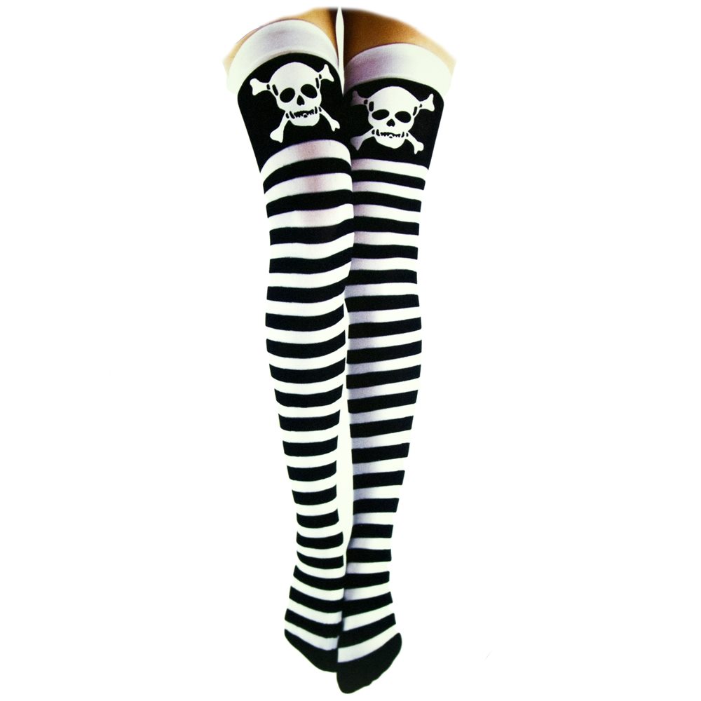 Picture of Stripes & Skulls Thigh Highs