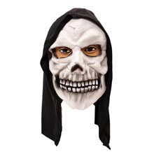 Picture of White Skull Mask with Black Hood